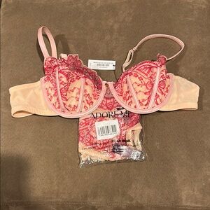 Adore Me Pink Lace Bra & Bikini - 38B/L - NWT
